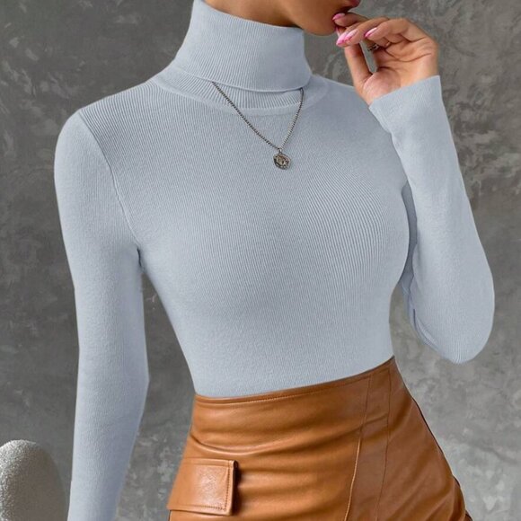 Blue Turtleneck Top - Don't wait till Fall - Picture 1 of 2
